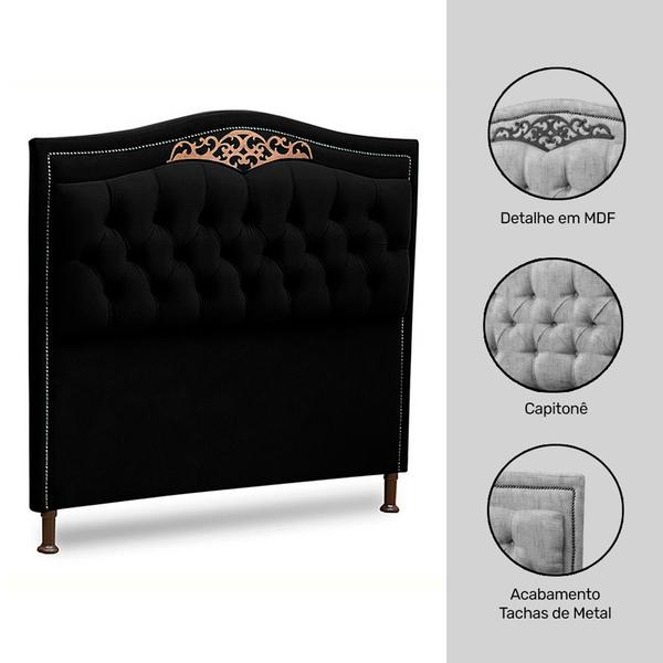 Imagem de Cabeceira Estofada Cama Box Casal Queen Size Belize 160cm Corino Preto - Desk Design