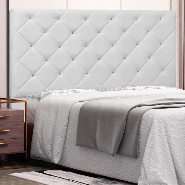 Imagem de Cabeceira Estofada Cama Box Casal Tânia 140cm Corano Branco - Abmaza