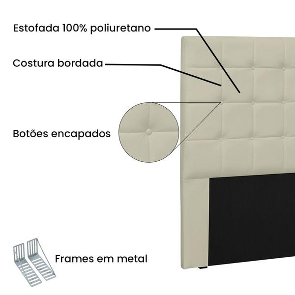 Imagem de Cabeceira Estofada Cama Box Casal Verona 140cm Corano Bege - Desk Design