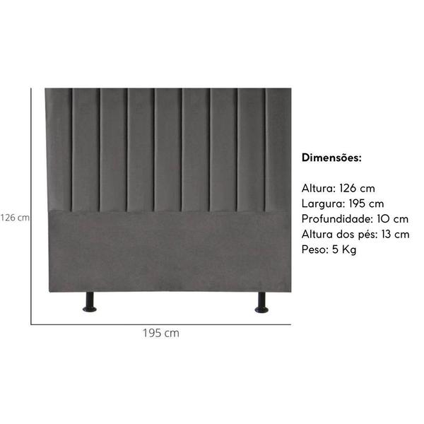 Imagem de Cabeceira Estofada Cama Box King 195 cm Eloá Linho E Frame