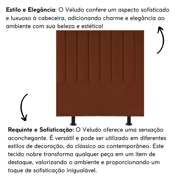 Imagem de Cabeceira Estofada Cama Box King 195 cm Esther Veludo E Frame