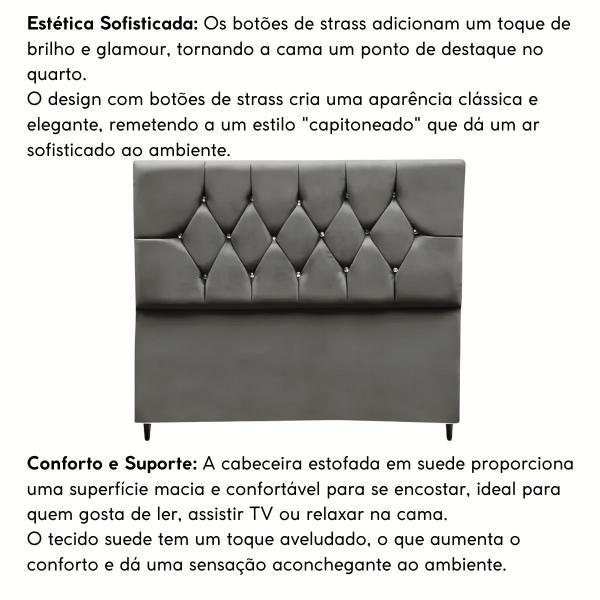 Imagem de Cabeceira Estofada Cama Box King 195 cm Suede Dubai