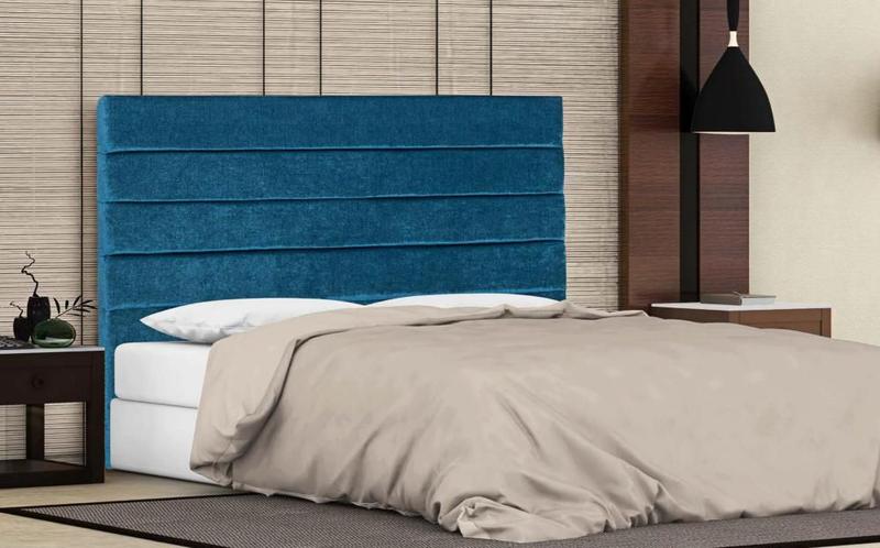 Imagem de Cabeceira Estofada Cama Box Queen 1,60 Lisboa para Quarto em Veludo Azul - Larbelle