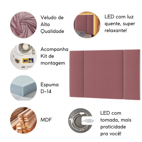 Imagem de Cabeceira Estofada Cama Box Solteiro com LED Moderna 90 cm