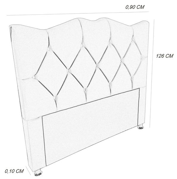 Imagem de Cabeceira estofada cama box  solteiro para quarto Paloma 90 cm Branco Sintético-Anchar Estofados