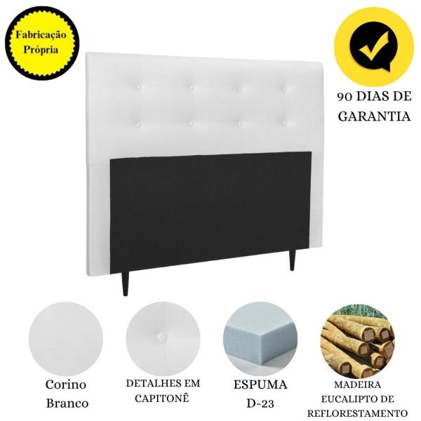 Imagem de Cabeceira Estofada Cama Casal 140 cm Helena material sintético Branco