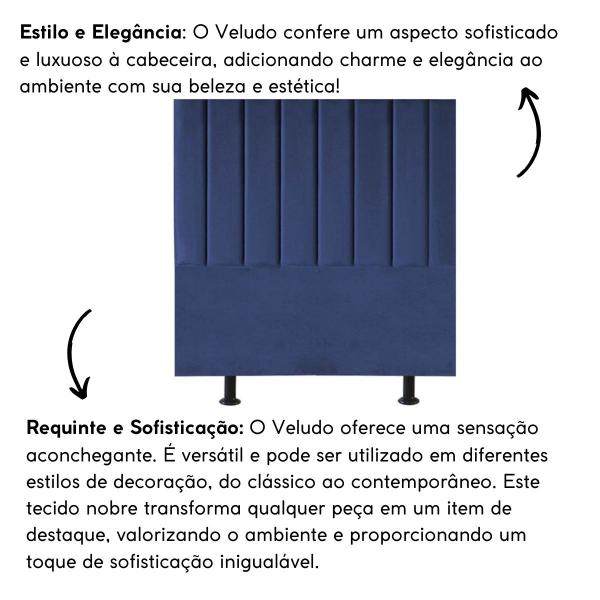 Imagem de Cabeceira Estofada Cama Casal 140 cm Luana Veludo E Frame