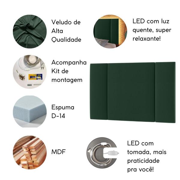 Imagem de Cabeceira Estofada Cama Casal King Size LED Moderna 200 cm