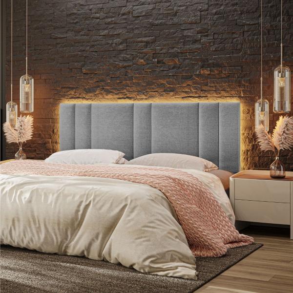 Imagem de Cabeceira Estofada Cama Casal King Size LED Star 200 cm