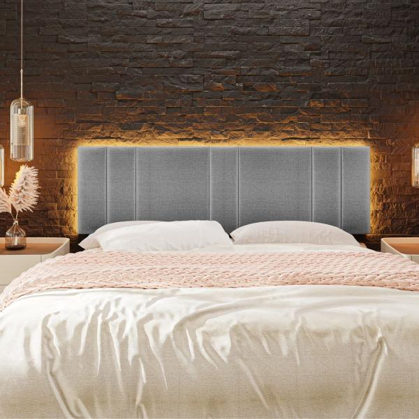 Imagem de Cabeceira Estofada Cama Casal King Size LED Star 200 cm