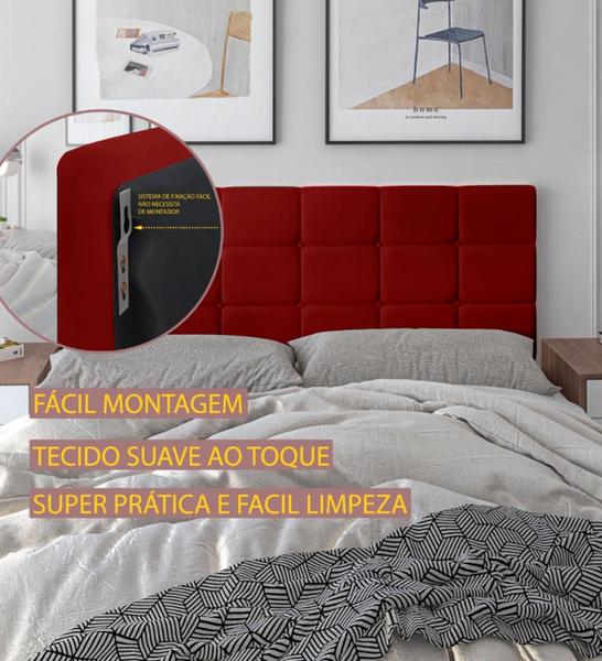 Imagem de Cabeceira  Estofada Cama de Casal Bia Requinte Luxo Wood Calipha Intense Classic 1,40 Vermelho