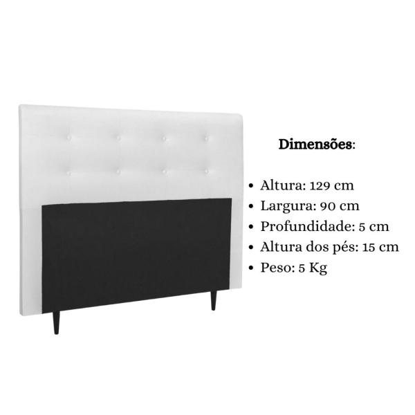 Imagem de Cabeceira Estofada Cama Solteiro 90 cm Helena material sintético Branco