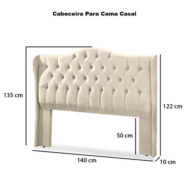 Imagem de Cabeceira Estofada Capitonê Com Pés 1.40m Para Cama Box Casal Dubai Várias Cores - LH Móveis 