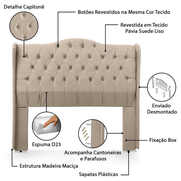 Imagem de Cabeceira Estofada Capitonê Com Pés 1.40m Para Cama Box Casal Dubai Várias Cores - LH Móveis 