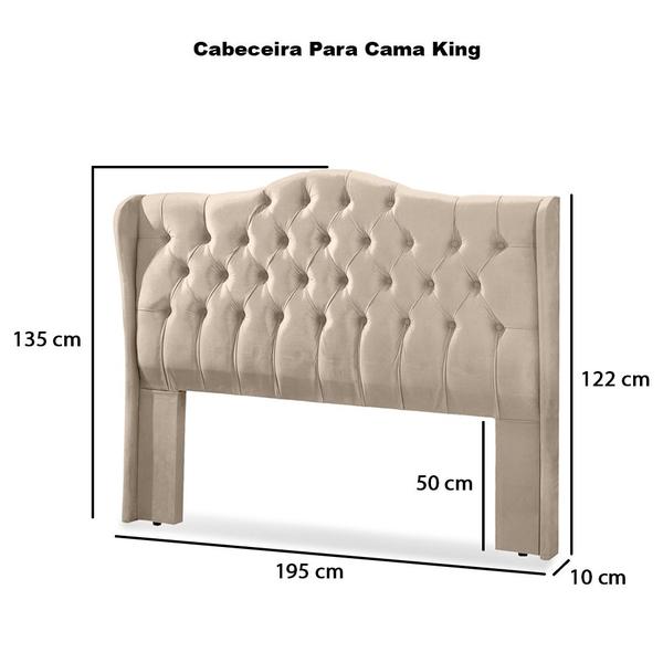 Imagem de Cabeceira Estofada Capitonê Com Pés  1.95m Para Cama Box King Dubai Várias Cores - LH Móveis