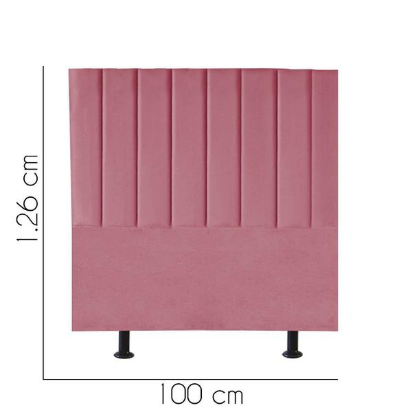 Imagem de Cabeceira Estofada Carla 100 cm Solteiro Quarto para Cama Box Suede Rosa Bebê - Damaffê Móveis