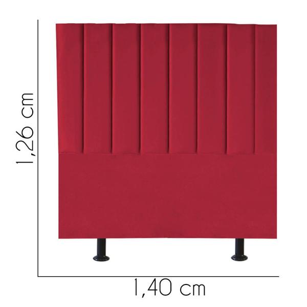 Imagem de Cabeceira Estofada Carla 140cm Casal Para Cama Box Quarto Tecido Sintético Vermelho - Ahazzo Móveis