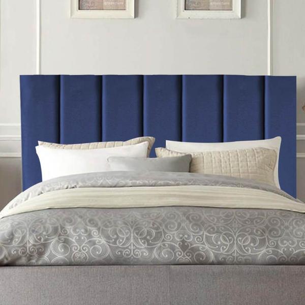 Imagem de Cabeceira Estofada Carla 160cm Queen Size Para Cama Box Quarto Suede Azul Marinho - Gat Magazine