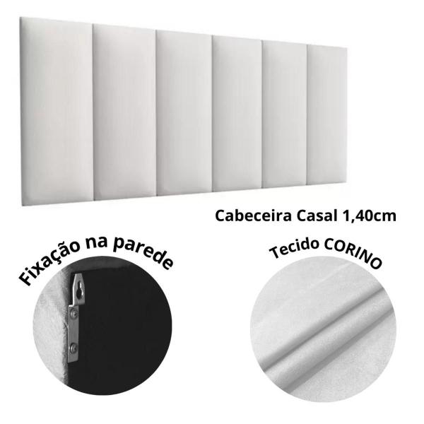 Imagem de Cabeceira Estofada Casal 1,40Cm Branco Pérola Quarto