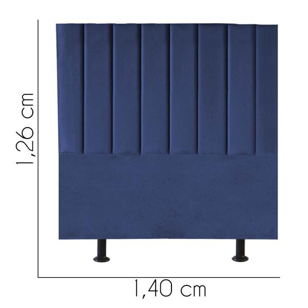 Imagem de Cabeceira Estofada Casal 140CM Cora Suede Azul Marinho - D A DECOR