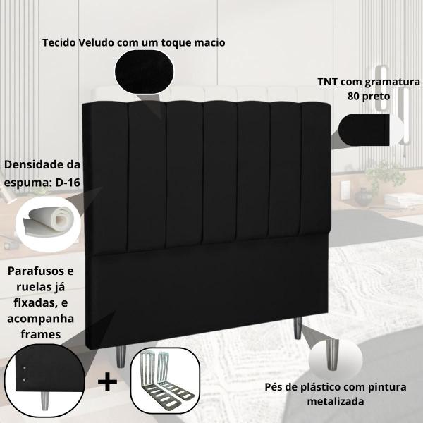 Imagem de Cabeceira Estofada Casal Cama Box Carla 1,40cm Veludo Com Frames