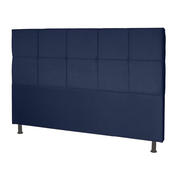 Imagem de Cabeceira Estofada Casal Para Cama Box King 195 cm Azul Marinho Carol Mafer