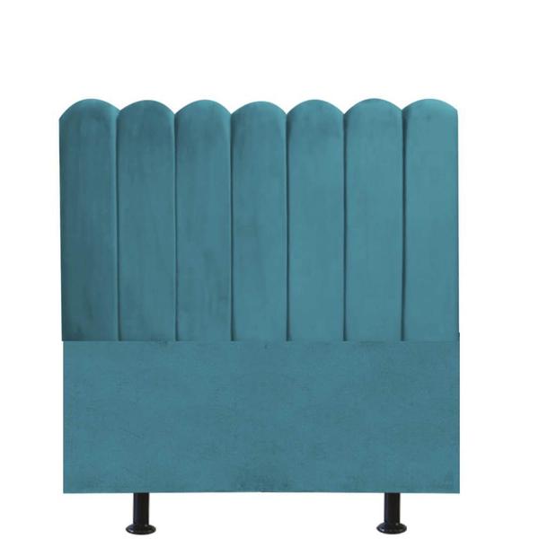 Imagem de Cabeceira Estofada Clara 100CM Solteiro Suede Azul Turquesa - D A DECOR