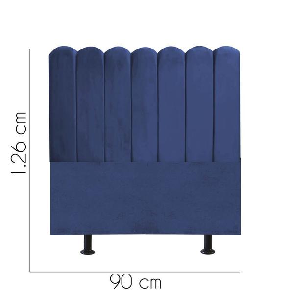 Imagem de Cabeceira Estofada Clara 90CM Solteiro Suede Azul Marinho - D A DECOR