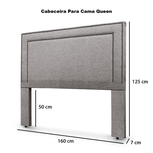 Imagem de Cabeceira Estofada Com Detalhe em Tachinhas 1.60m Para Cama Box Queen Madri Várias Cores - LH Móveis 