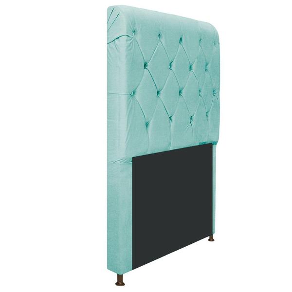 Imagem de Cabeceira Estofada Cristal 100 cm Solteiro Com Capitonê Suede Azul Tiffany - Doce Sonho Móveis