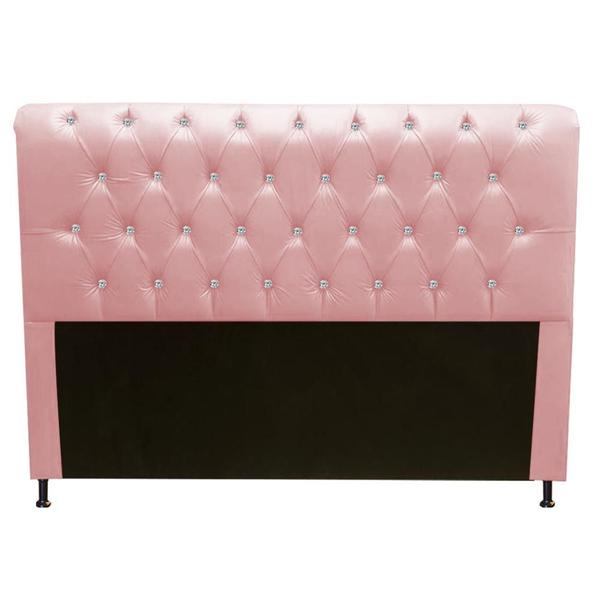 Imagem de Cabeceira Estofada Cristal 140 cm Casal Quarto para Cama Box Suede Rosa - KDAcanto Móveis