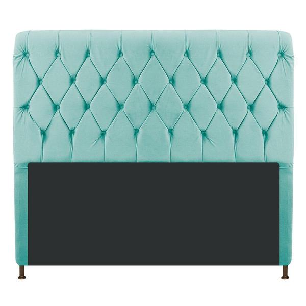 Imagem de Cabeceira Estofada Cristal 160 cm Queen Size Com Capitonê Suede Azul Tiffany - ADJ Decor