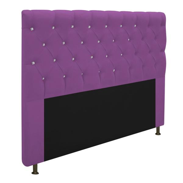 Imagem de Cabeceira Estofada Cristal 160 cm Queen Size Com Strass Suede Roxo - ADJ Decor