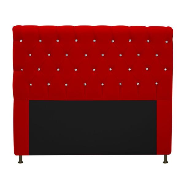 Imagem de Cabeceira Estofada Cristal 160 cm Queen Size Com Strass Suede Vermelho- Doce Sonho Móveis