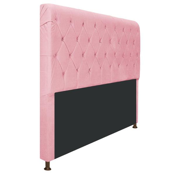 Imagem de Cabeceira Estofada Cristal 195 cm King Size Com Capitonê Suede Rosa Bebê - Doce Sonho Móveis