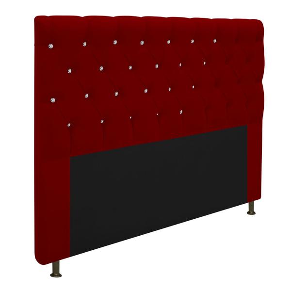 Imagem de Cabeceira Estofada Cristal 195 cm King Size Com Strass Suede Bordô - Doce Sonho Móveis