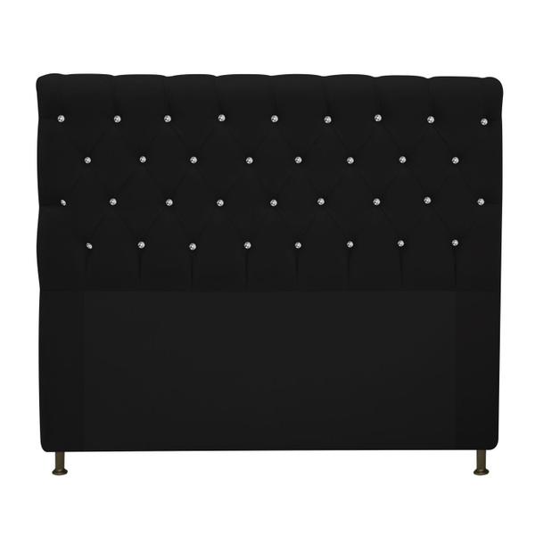 Imagem de Cabeceira Estofada Cristal 195 cm King Size Com Strass Suede Preto - Doce Sonho Móveis