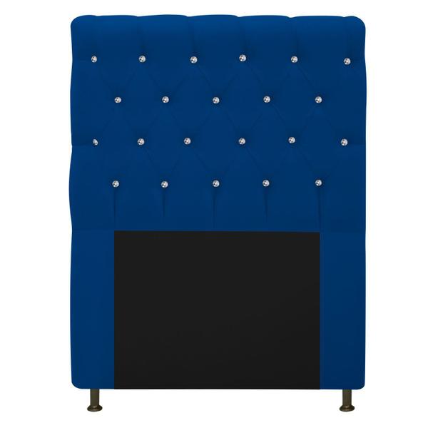 Imagem de Cabeceira Estofada Cristal 90 cm Solteiro Com Strass  Suede Azul Marinho - ADJ Decor