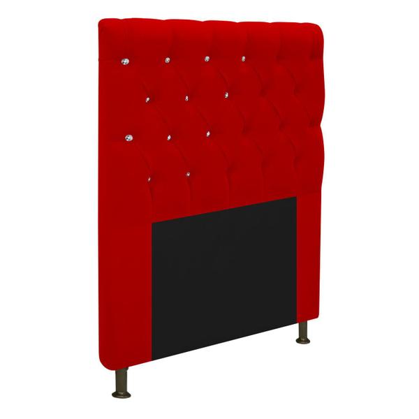 Imagem de Cabeceira Estofada Cristal 90 cm Solteiro Com Strass  Suede Vermelho- ADJ Decor