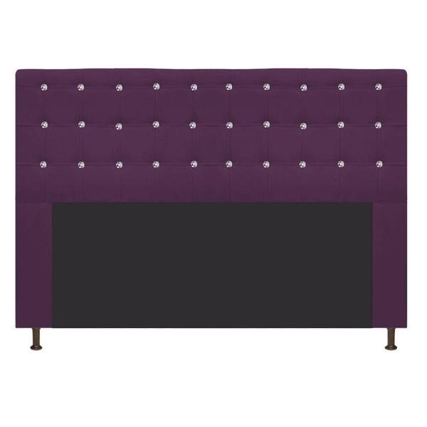 Imagem de Cabeceira Estofada Dama 140 cm Casal Com Strass Suede Roxo - ADJ Decor