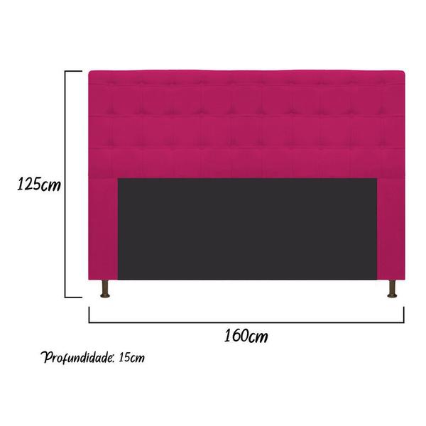 Imagem de Cabeceira Estofada Dama 160 cm para Cama Queen Size com Botonê Suede Pink