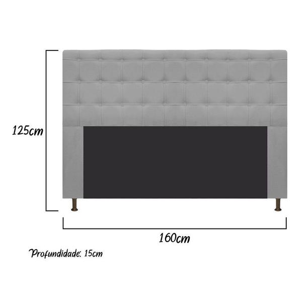 Imagem de Cabeceira Estofada Dama 160cm para Cama Queen Size Botonê Suede Cinza