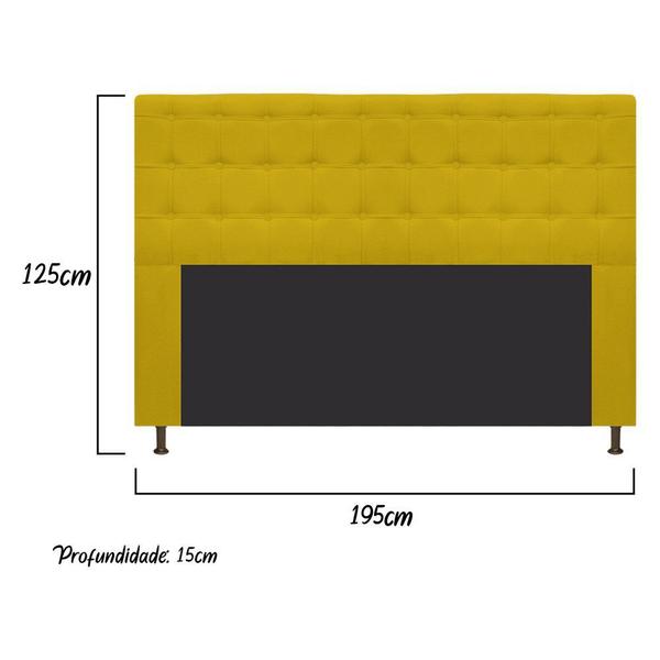 Imagem de Cabeceira Estofada Dama 195 cm King Size Com Botonê Suede Amarelo - ADJ Decor