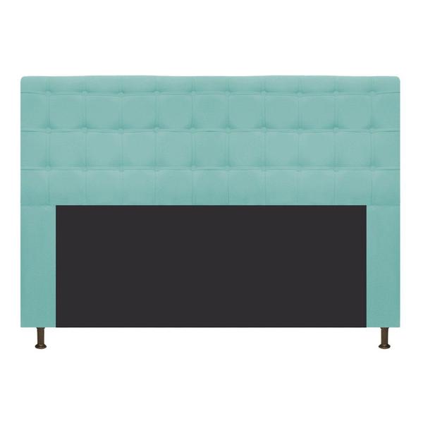 Imagem de Cabeceira Estofada Dama 195 cm King Size Com Botonê Suede Azul Tiffany - Doce Sonho Móveis