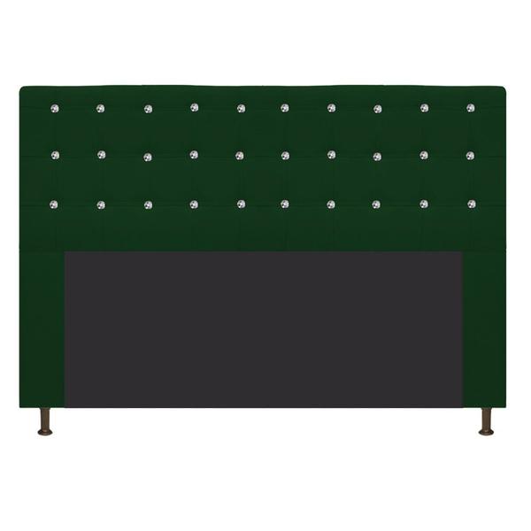 Imagem de Cabeceira Estofada Dama 195 cm King Size Com Strass Suede Verde - ADJ Decor