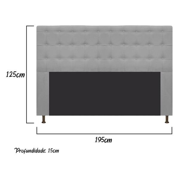 Imagem de Cabeceira Estofada Dama 195 cm para Cama King Size com Botonê Suede Cinza - KDAcanto Móveis