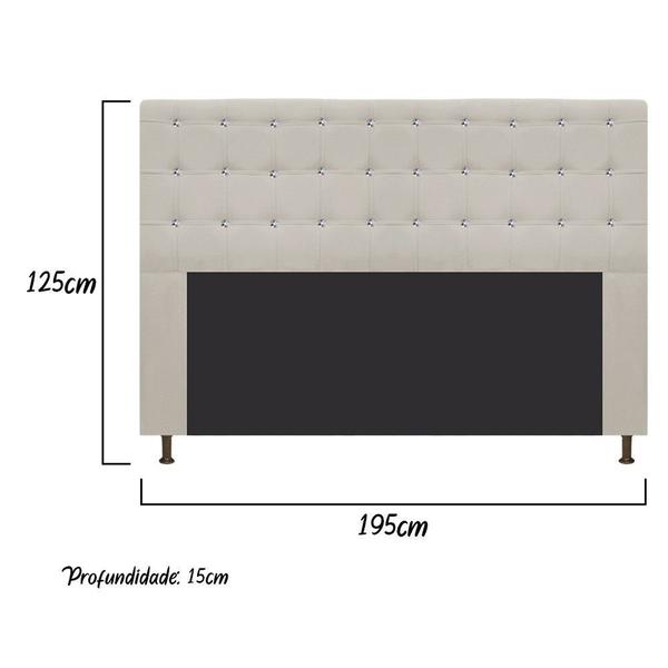 Imagem de Cabeceira Estofada Dama 195 cm para Cama King Size com Strass Suede Bege