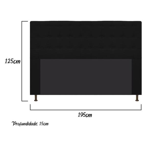 Imagem de Cabeceira Estofada Dama 195cm para Cama King Size Botonê Tecido Sintético Preto