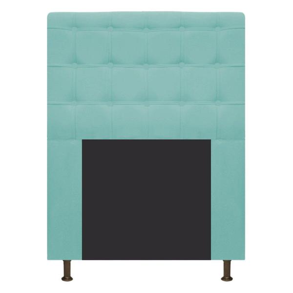 Imagem de Cabeceira Estofada Dama 90 cm Solteiro Com Botonê  Suede Azul Tiffany - Doce Sonho Móveis