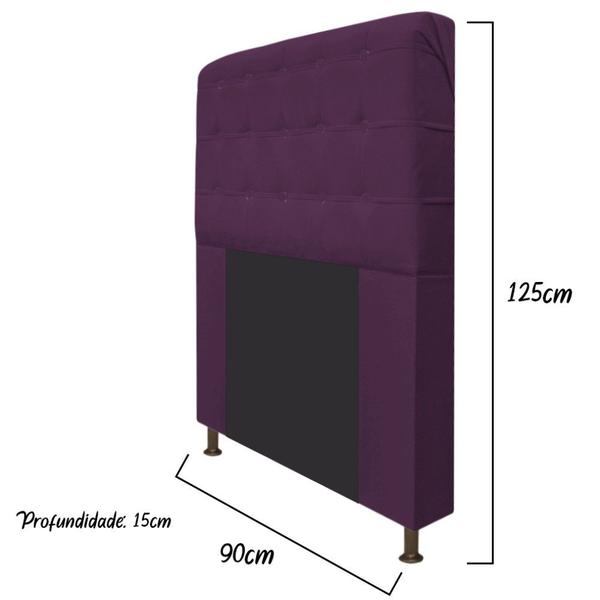 Imagem de Cabeceira Estofada Dama 90 cm Solteiro Com Botonê  Suede Roxo - Doce Sonho Móveis